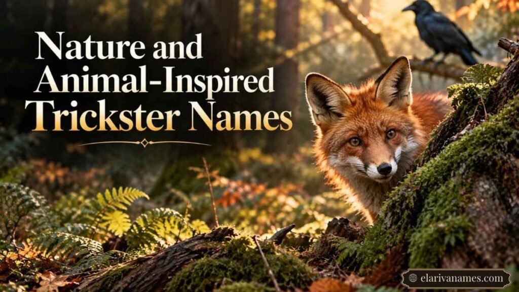 Names That Mean Trickster inspired by a curious woodland fox and raven.