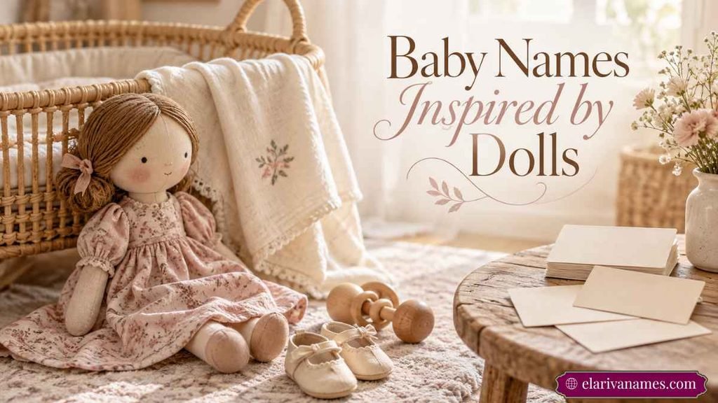 Soft nursery scene reflects Names That Mean Doll for baby naming inspiration.