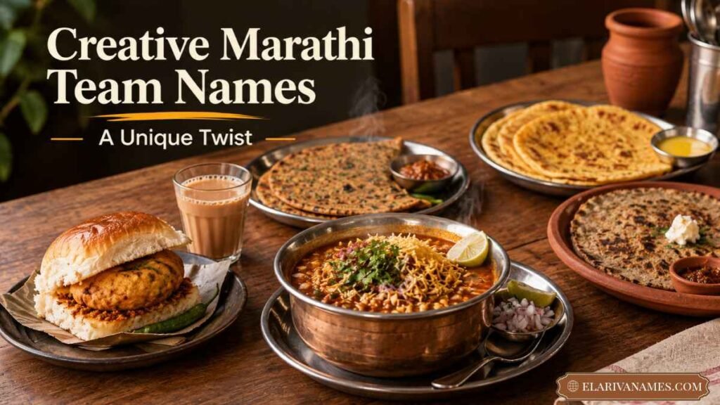 Marathi team names inspired by Maharashtrian food, including misal, vada pav, and cutting chai.