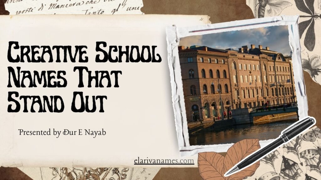 Creative school names represented by an imaginative classroom workspace