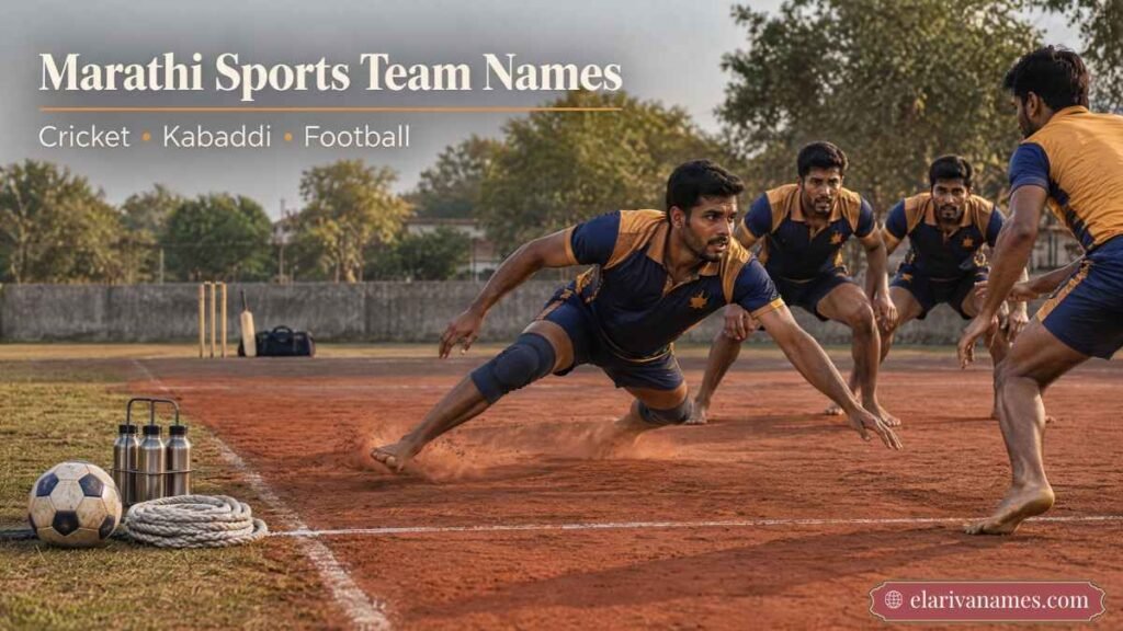 Marathi team names represented by kabaddi players competing on a local outdoor sports ground.
