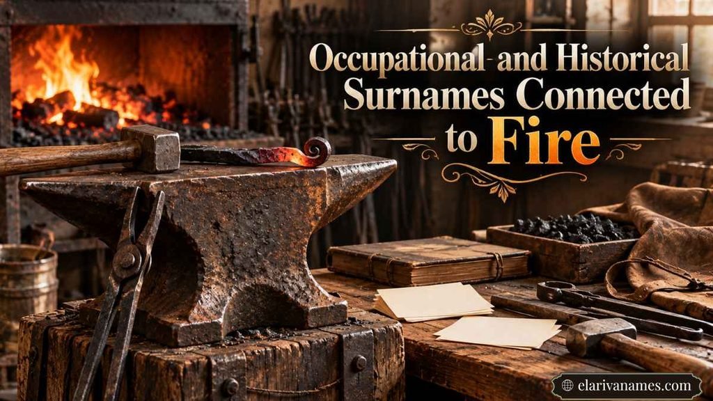 Historic blacksmith forge represents Last Names That Mean Fire from traditional occupations.